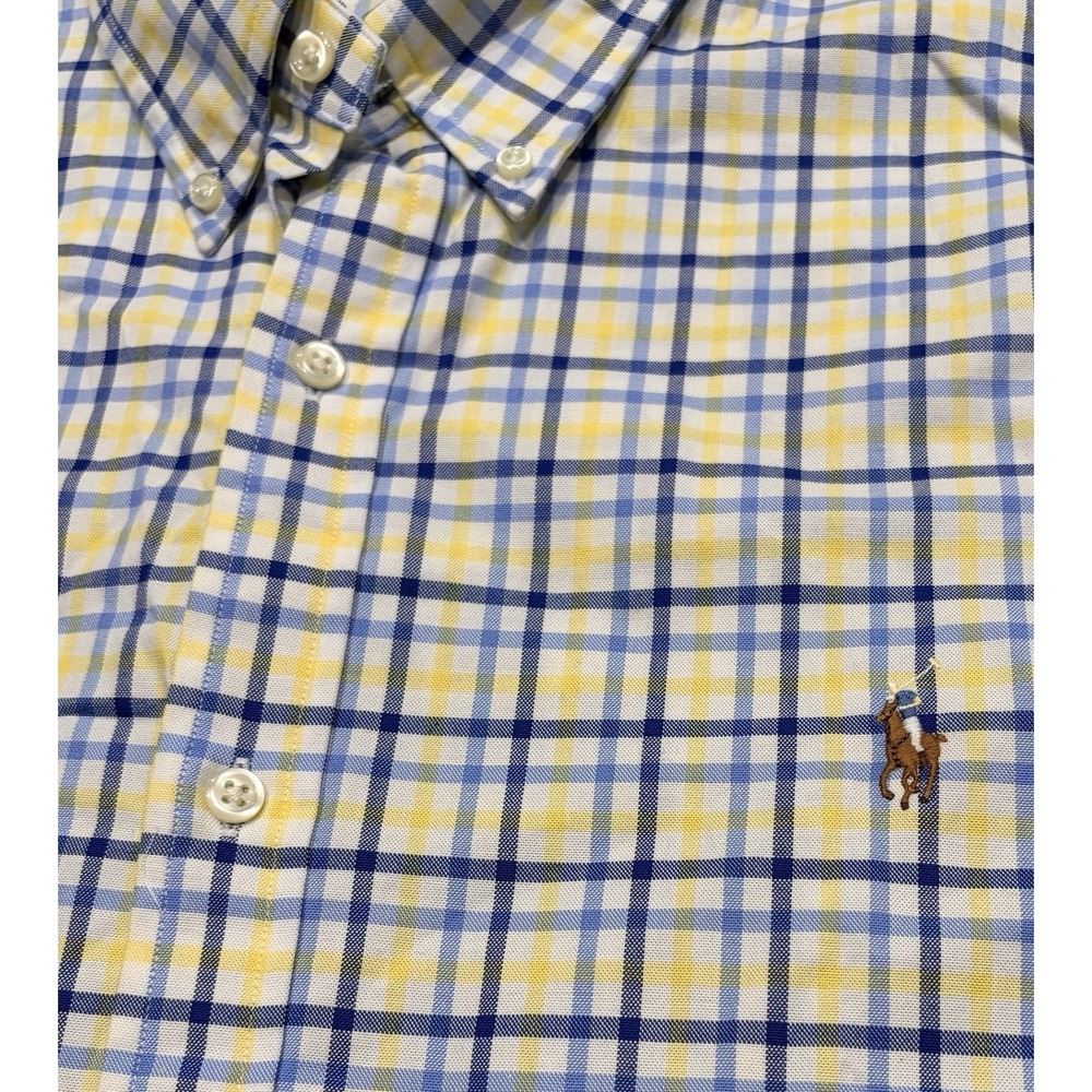 Ralph Lauren Long Sleeve Button Down Multicolor Flesh PONY Plaid Blue Yellow XXL